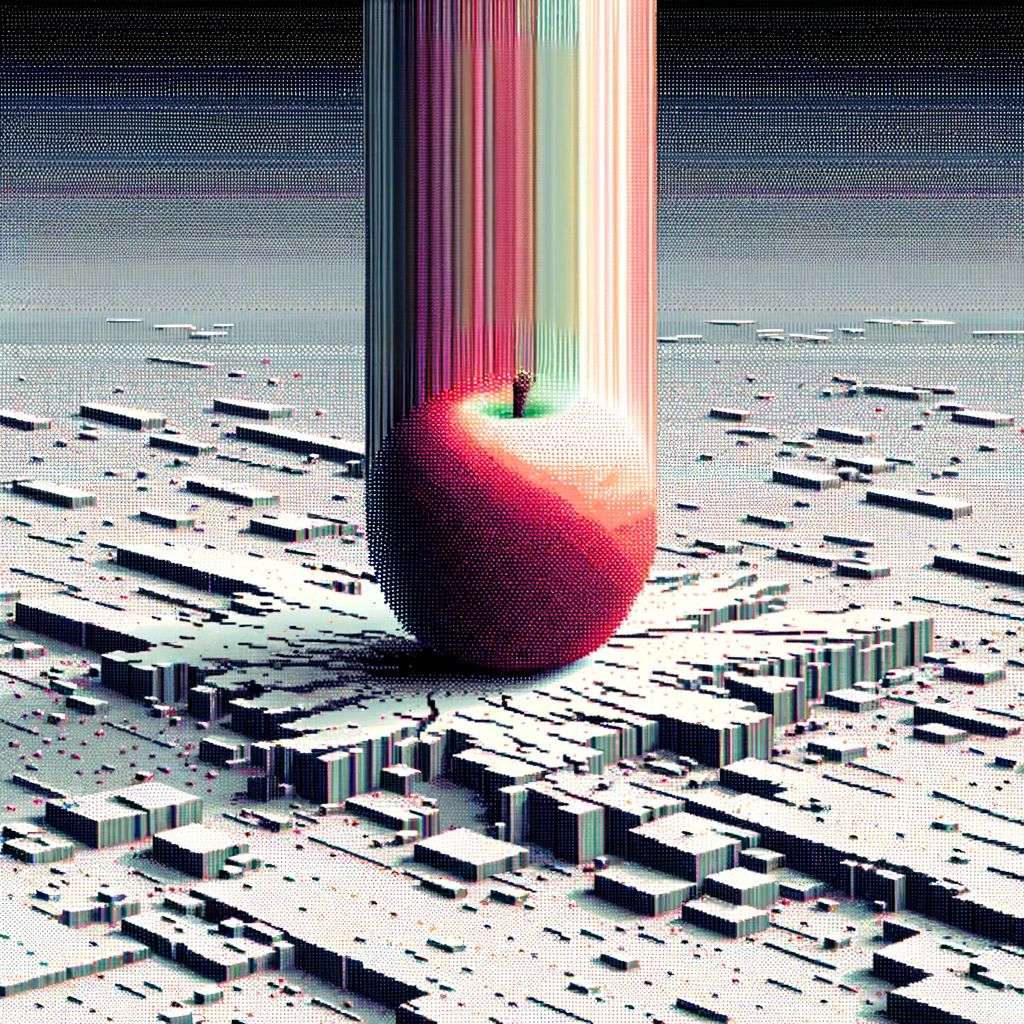 the discovery of gravity, pixel sorting glitch art